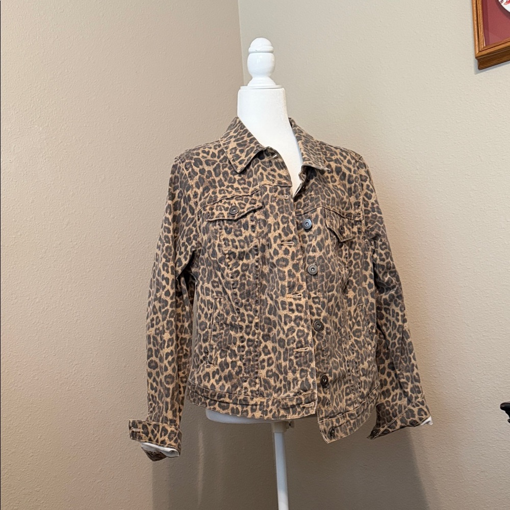 Torrid Brown Leopard Print Jean Jacket